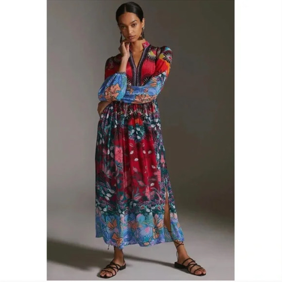 Anthropologie Bhanuni by Jyoti Patterned Maxi Dress 00 NWT